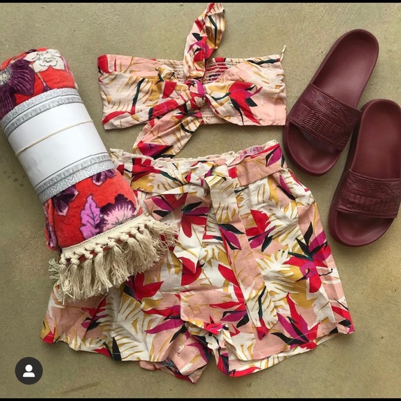 Planet Blue Pants - Planet Blue Tropical Floral Pink Set M